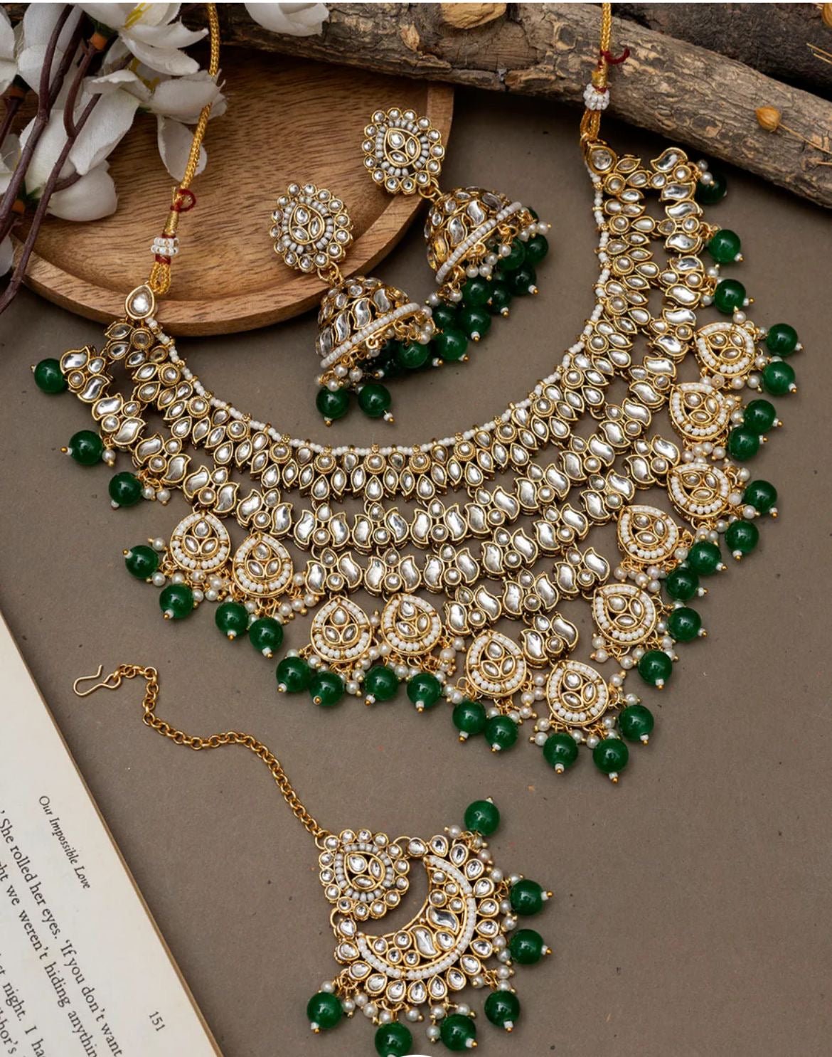 Siya Necklace set by Navrang (Green)
