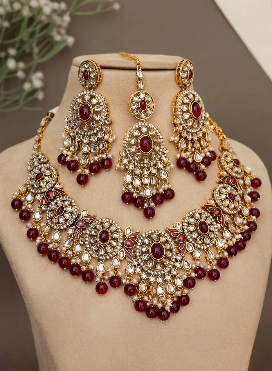 Debolina Necklace set by Navrang (Maroon)