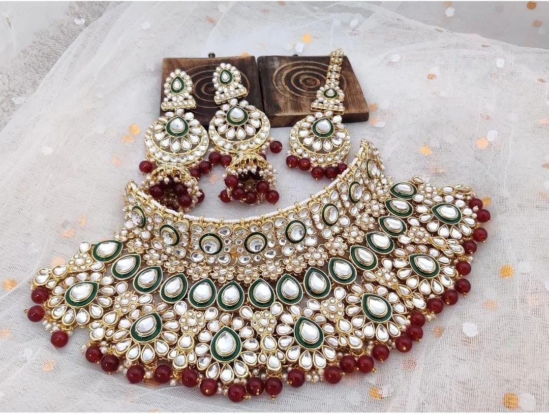 Princess Maroon Bridal Set by Navrang