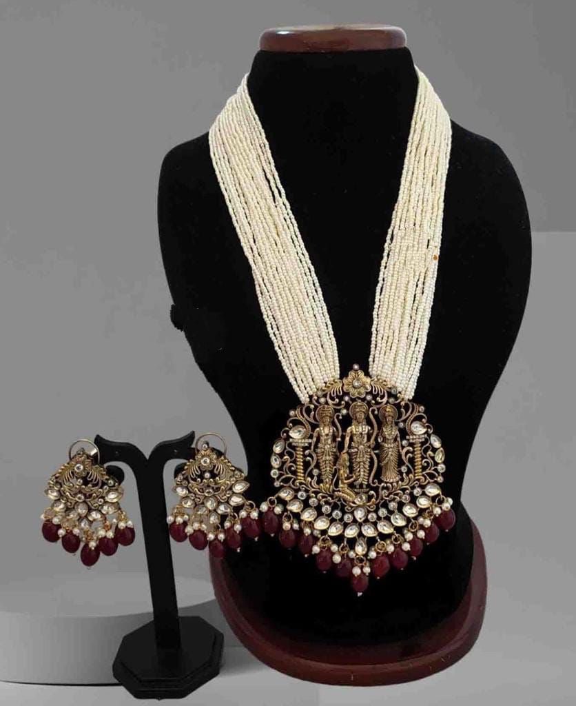 Ram Darbaar Long Set with Victorian Finishing by Navrang (Maroon)
