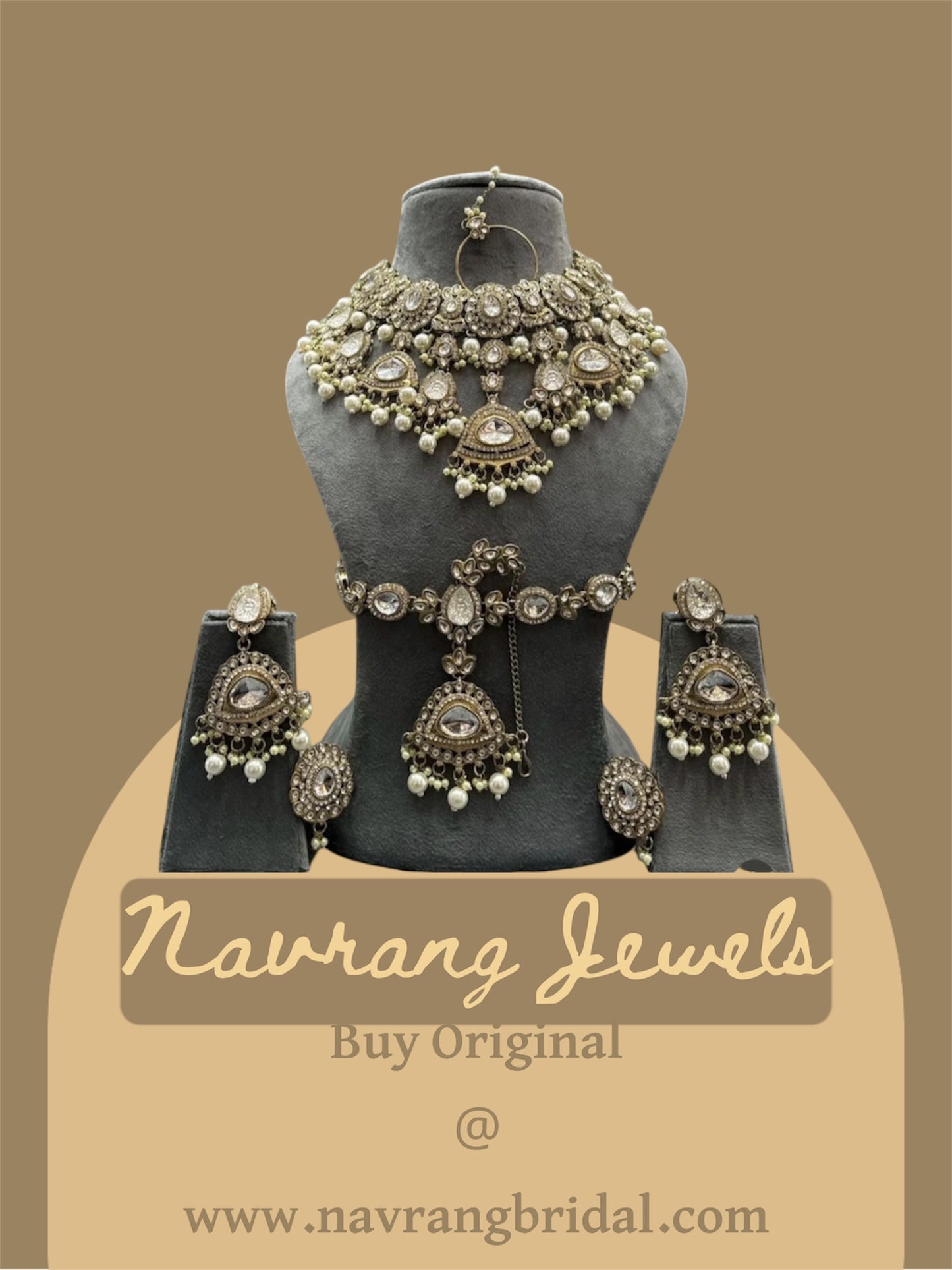 Kanishka Semi Bridal Set by Navrang (White Pearl)