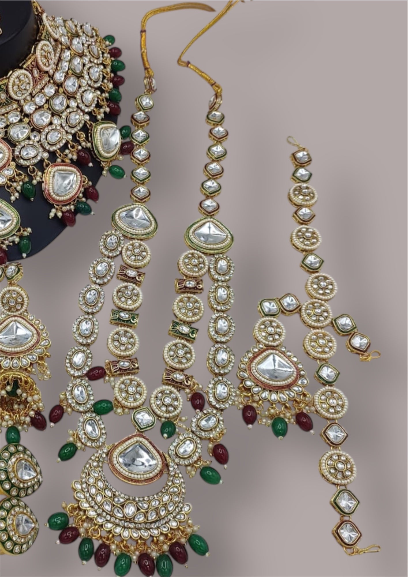 Nayra Rajwadi Full Bridal Set by Navrang (Green and Maroon)
