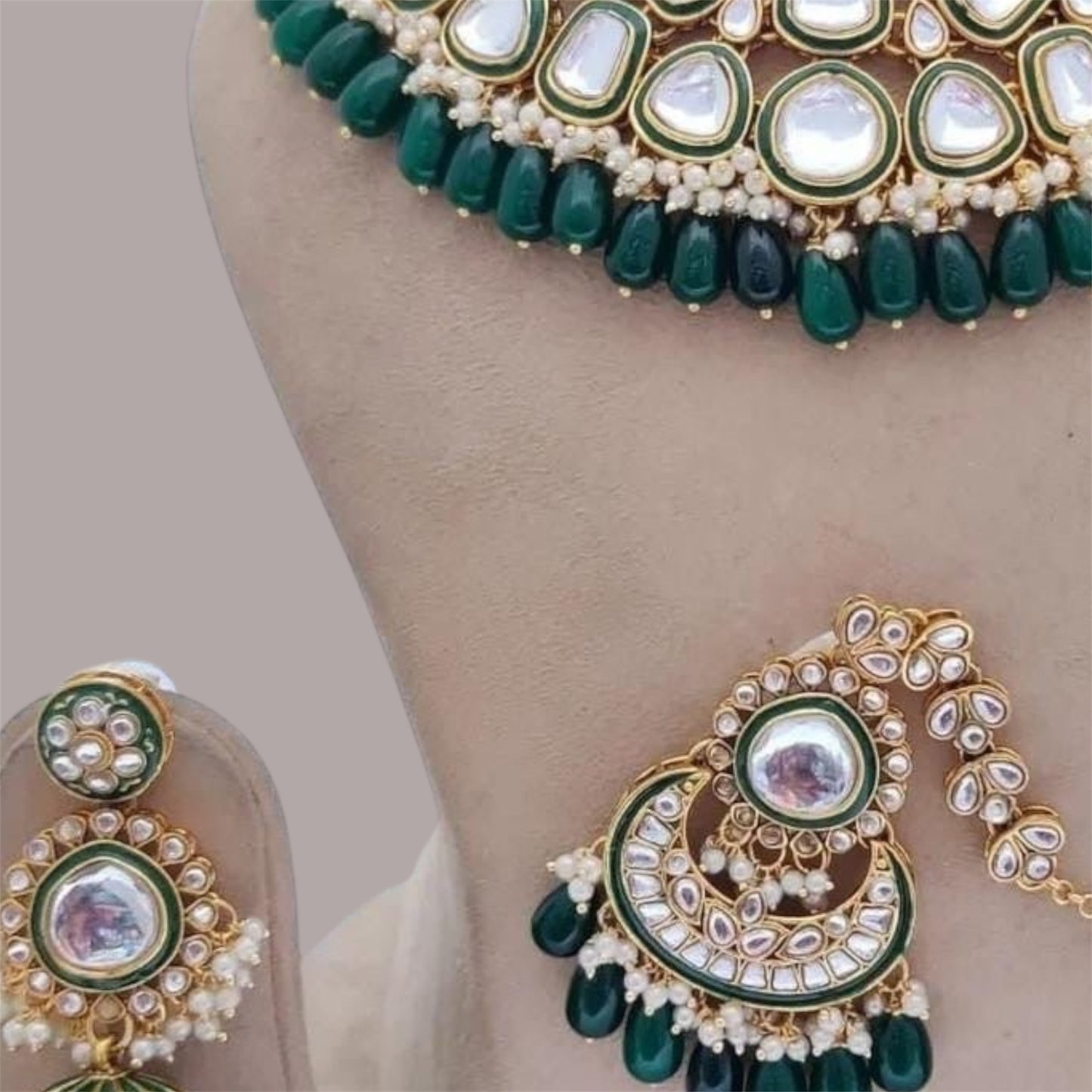 Calista Green Jewellery Set by Navrang