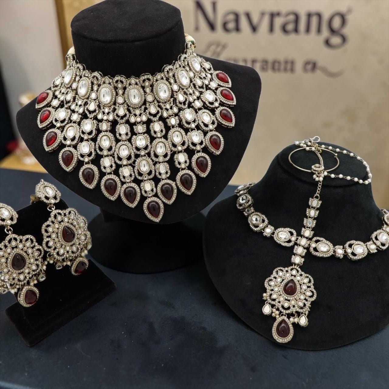 Jasleen Semi Bridal Set By Navrang (Maroon)