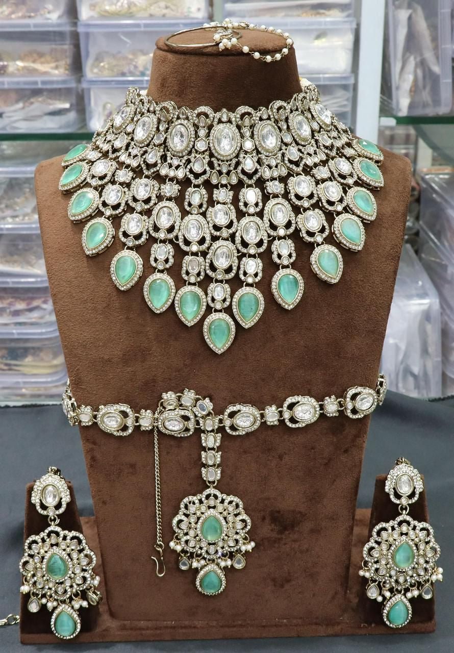 Jasleen Semi Bridal Set By Navrang (Mint)