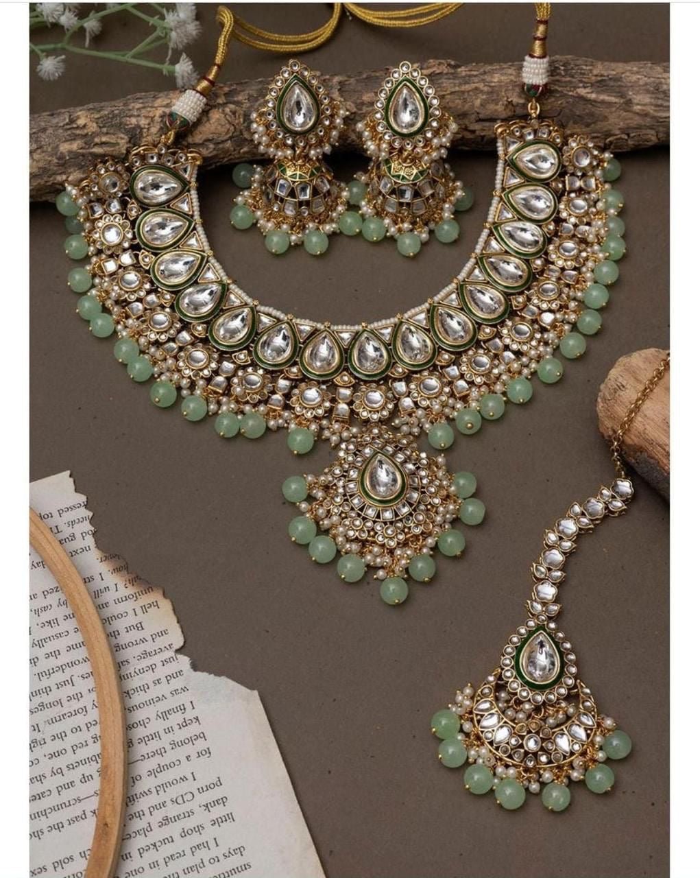 Brinda Mint Necklace set by Navrang