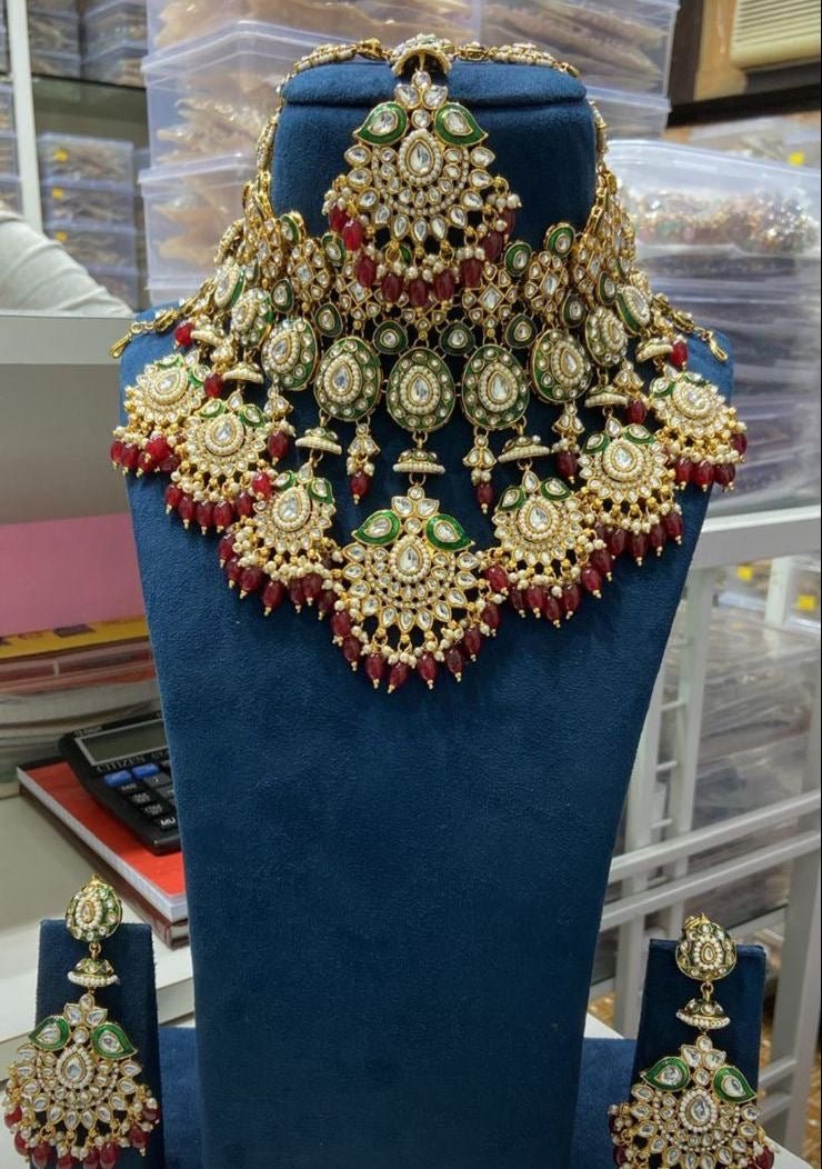 Krisha Bridal Jewellery set by Navrang (Maroon) – Navrang Jewels
