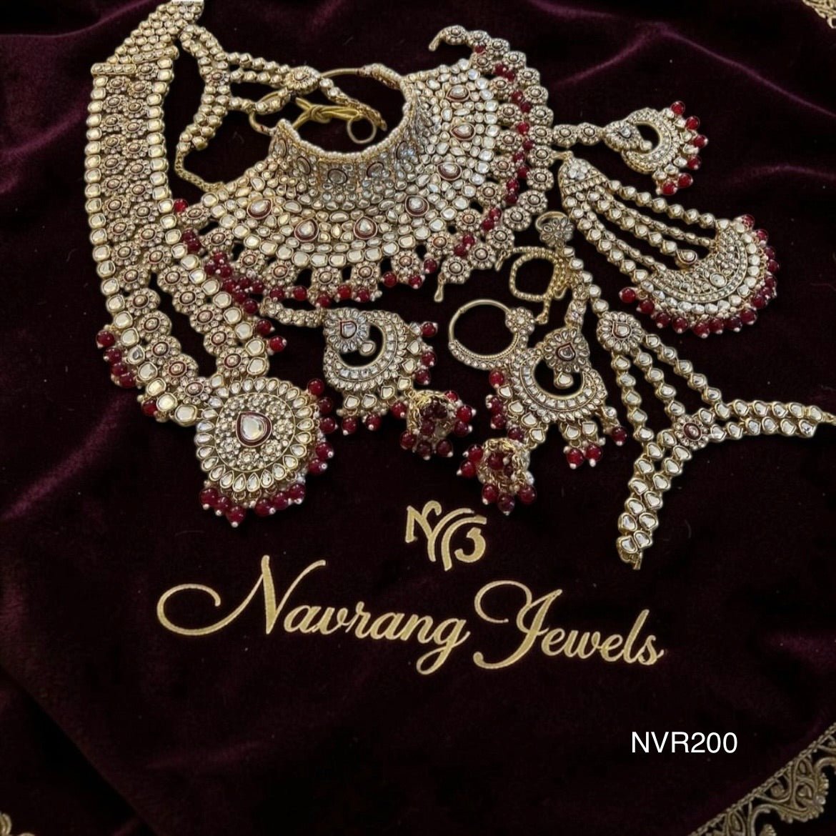 Hetal Full Bridal Jewellery set by Navrang (Red Pearl)