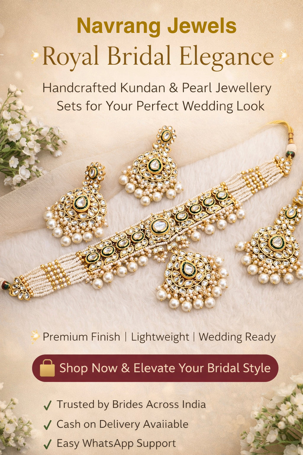 Bipasa Necklace set by Navrang (White)