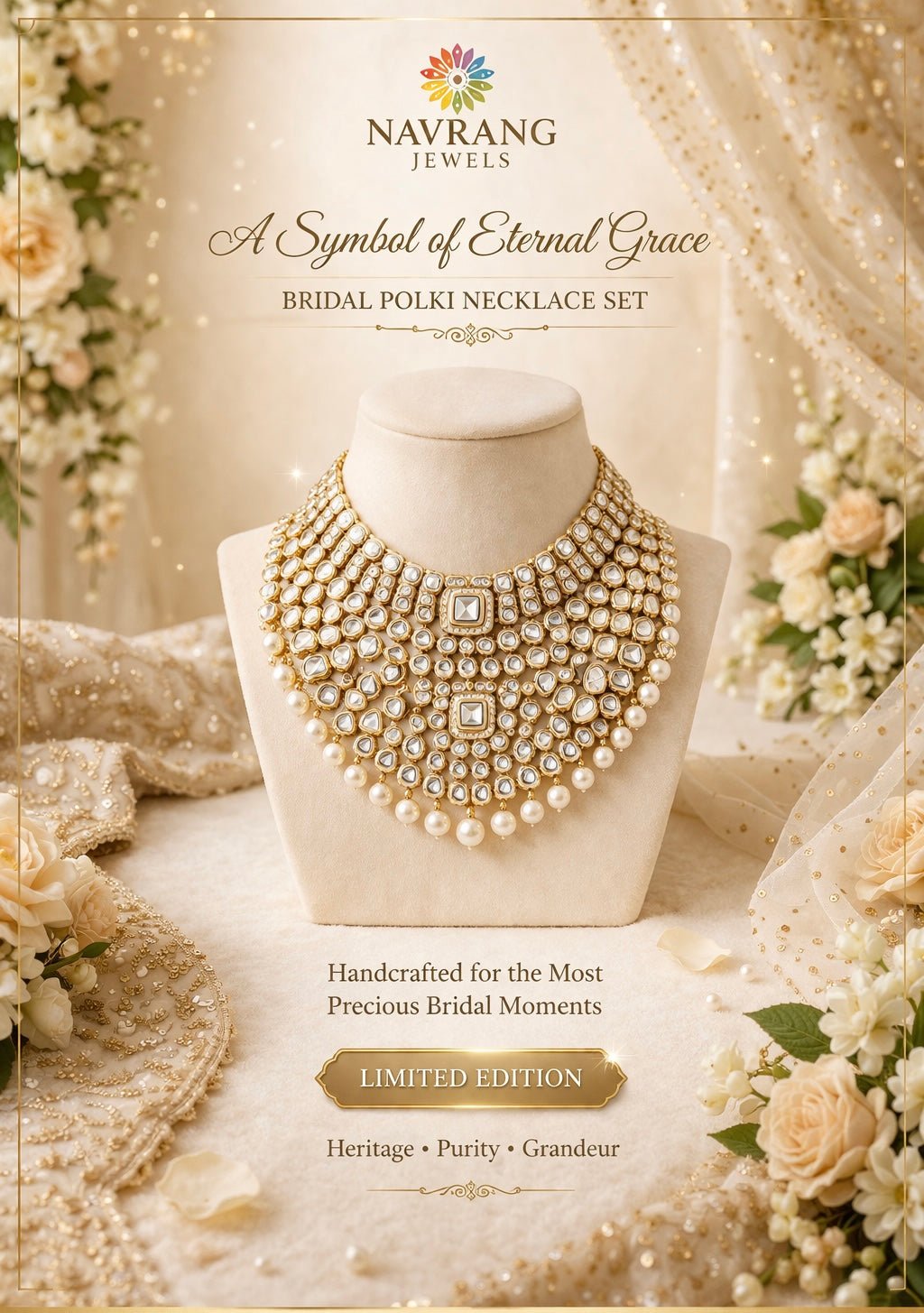 Mansi Full Bridal Jewellery set by Navrang (White)