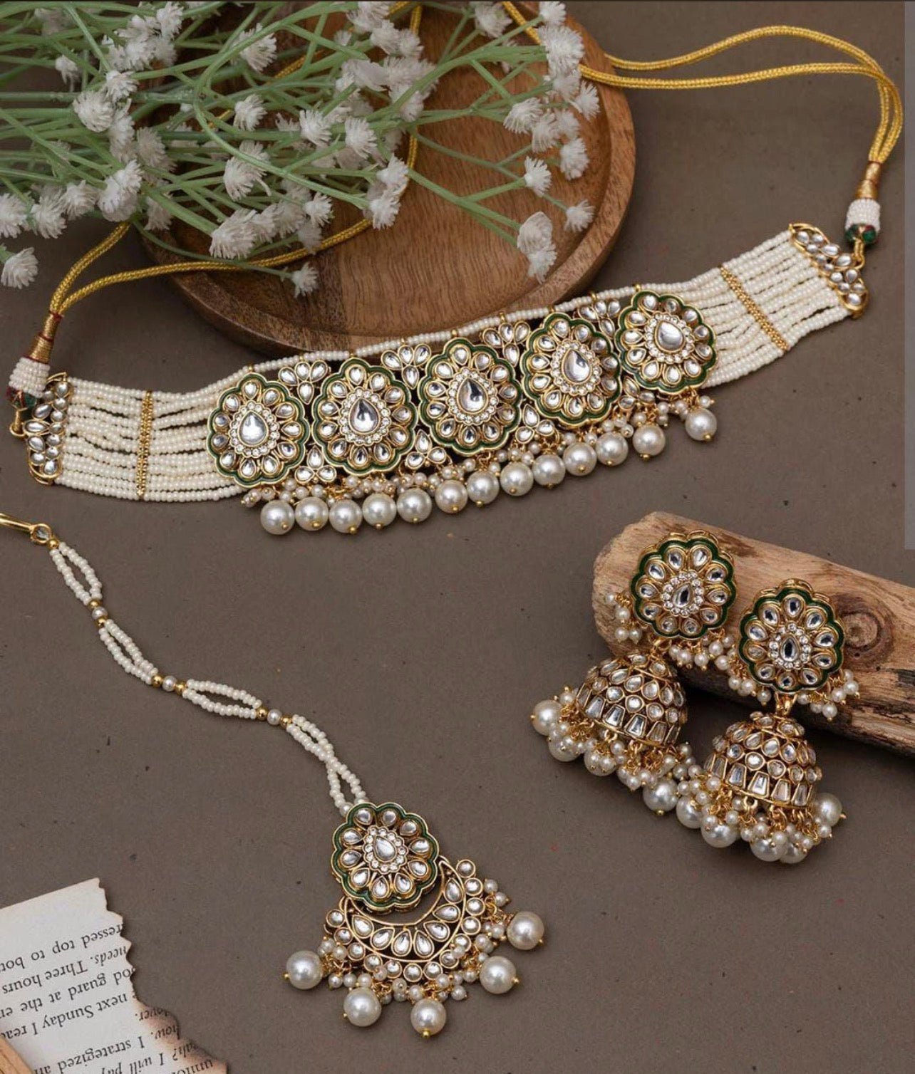 Deepika Necklace set by Navrang (White)