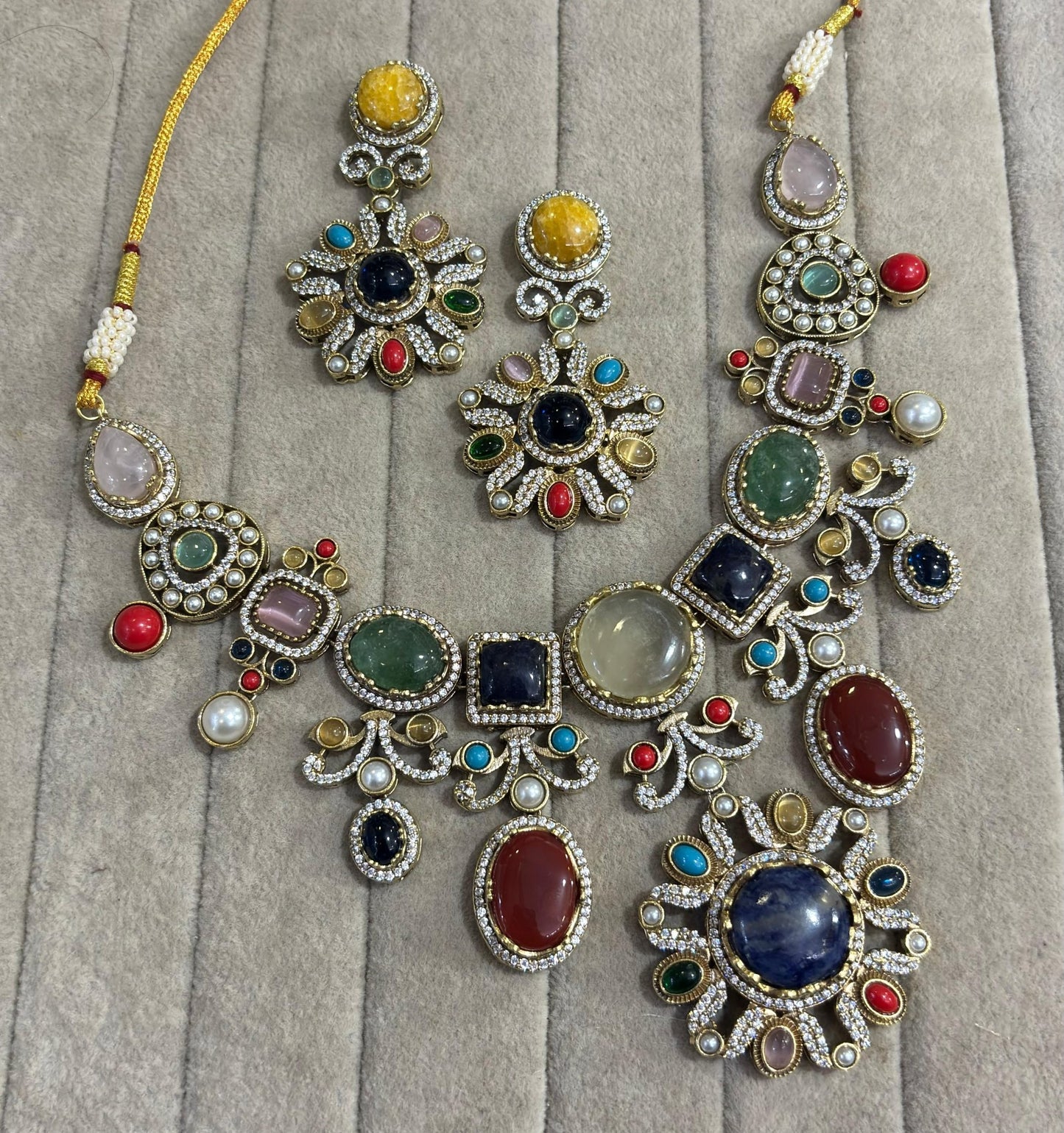 Kalyani Sabyasachi Inspired Necklace set with Real Stones