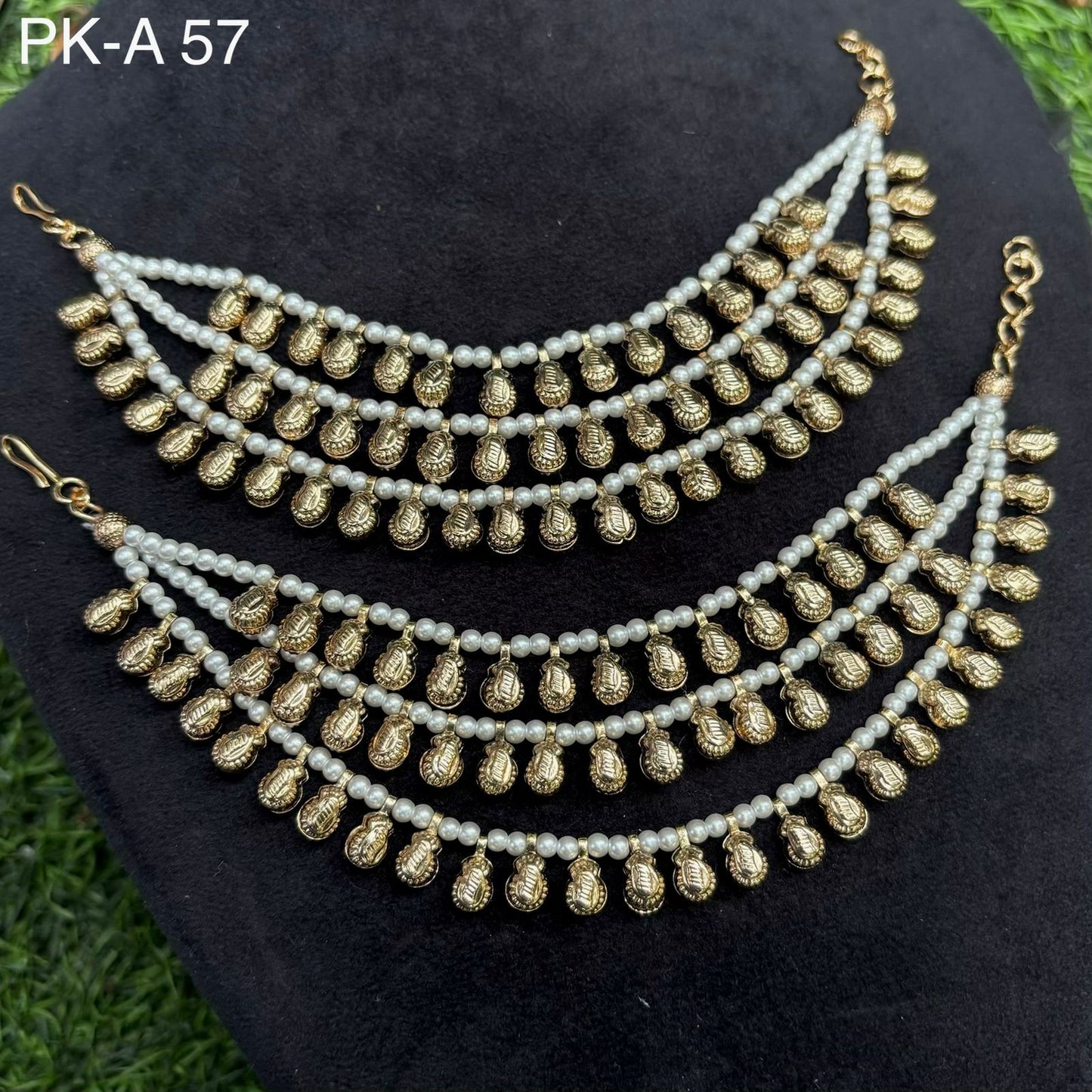 Maharani Golden White Ear Chain by Navrang