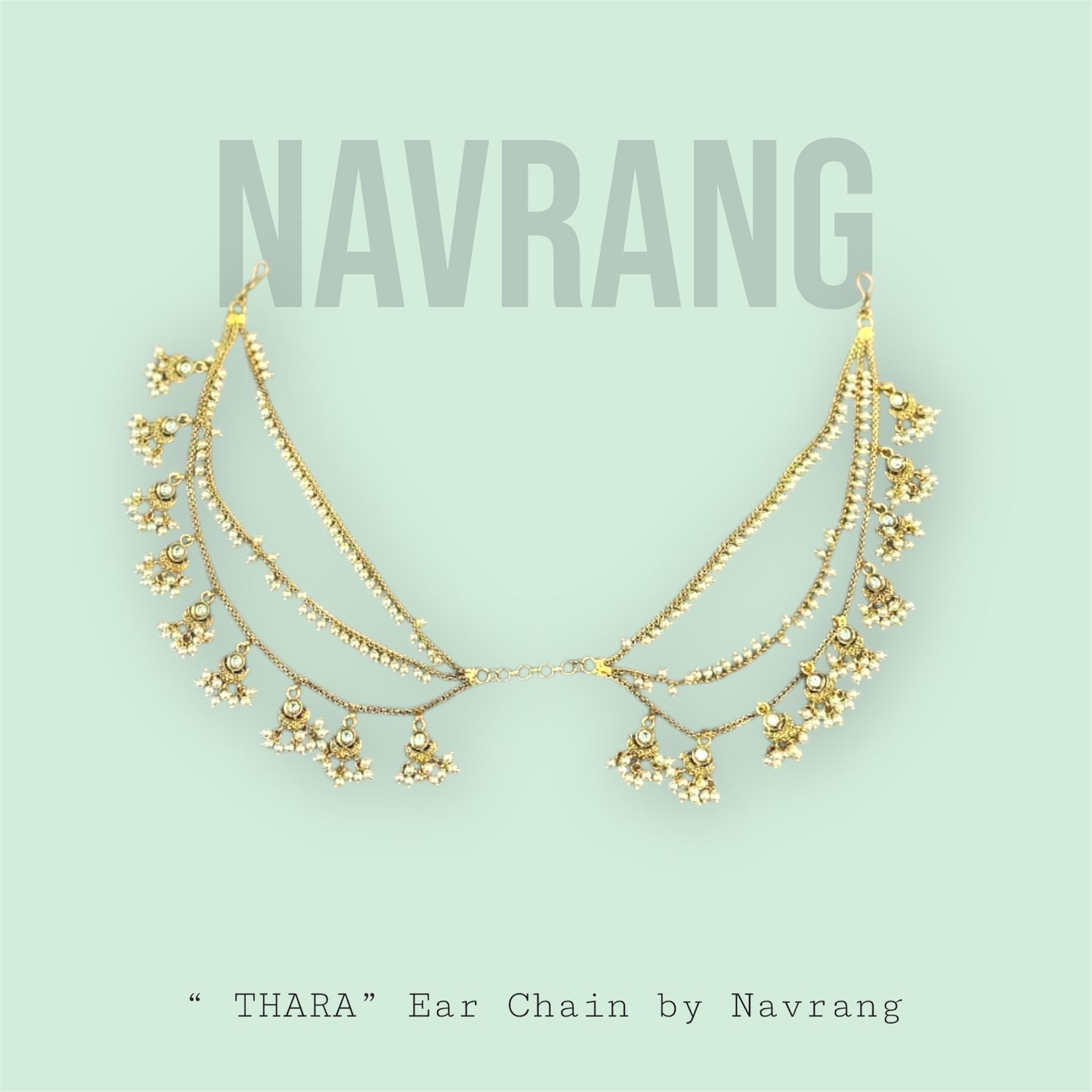 Thara Golden Ear Chain by Navrang