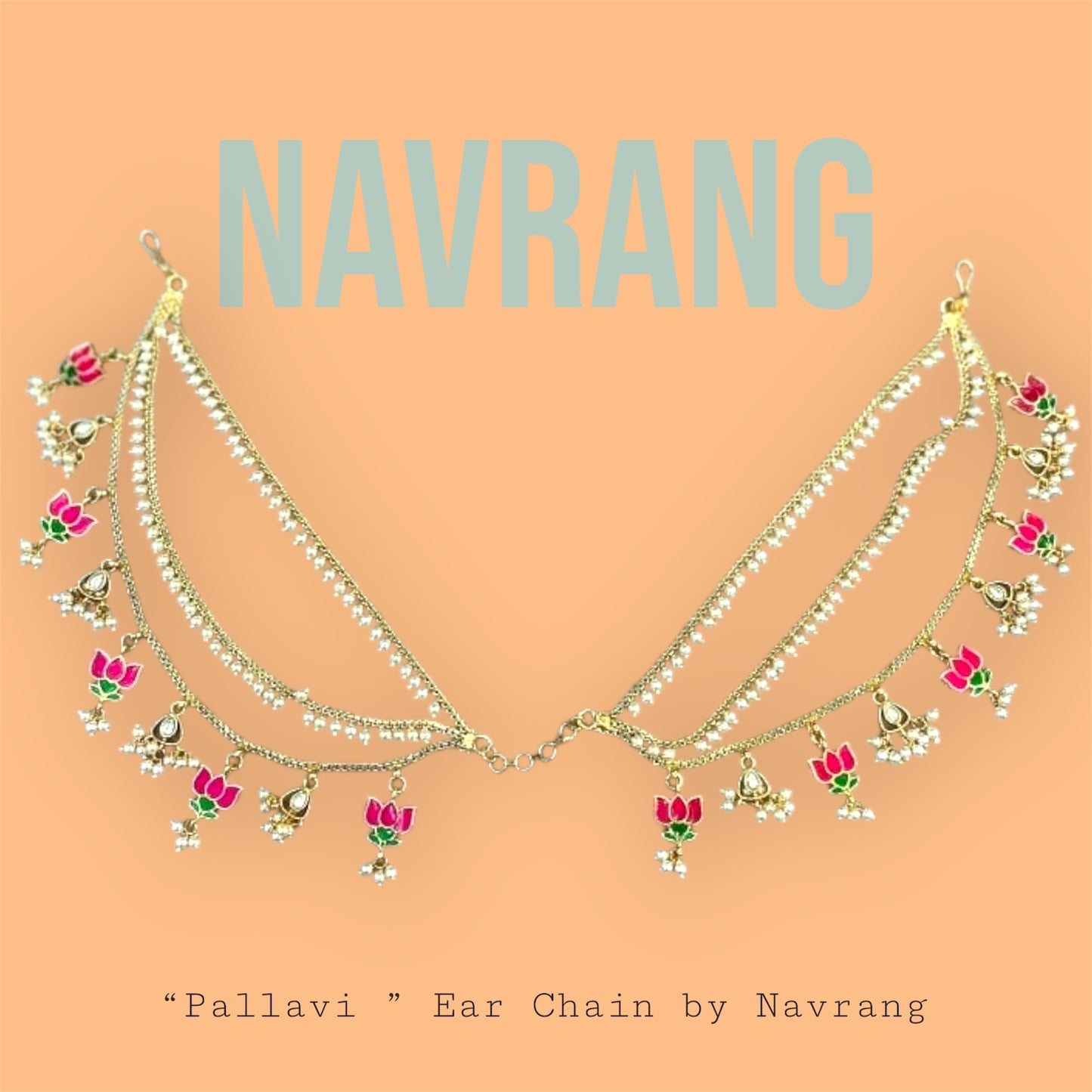 Pallavi Golden Lotus Ear Chain by Navrang