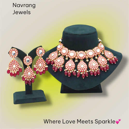 Kashvi Necklace set (Maroon)