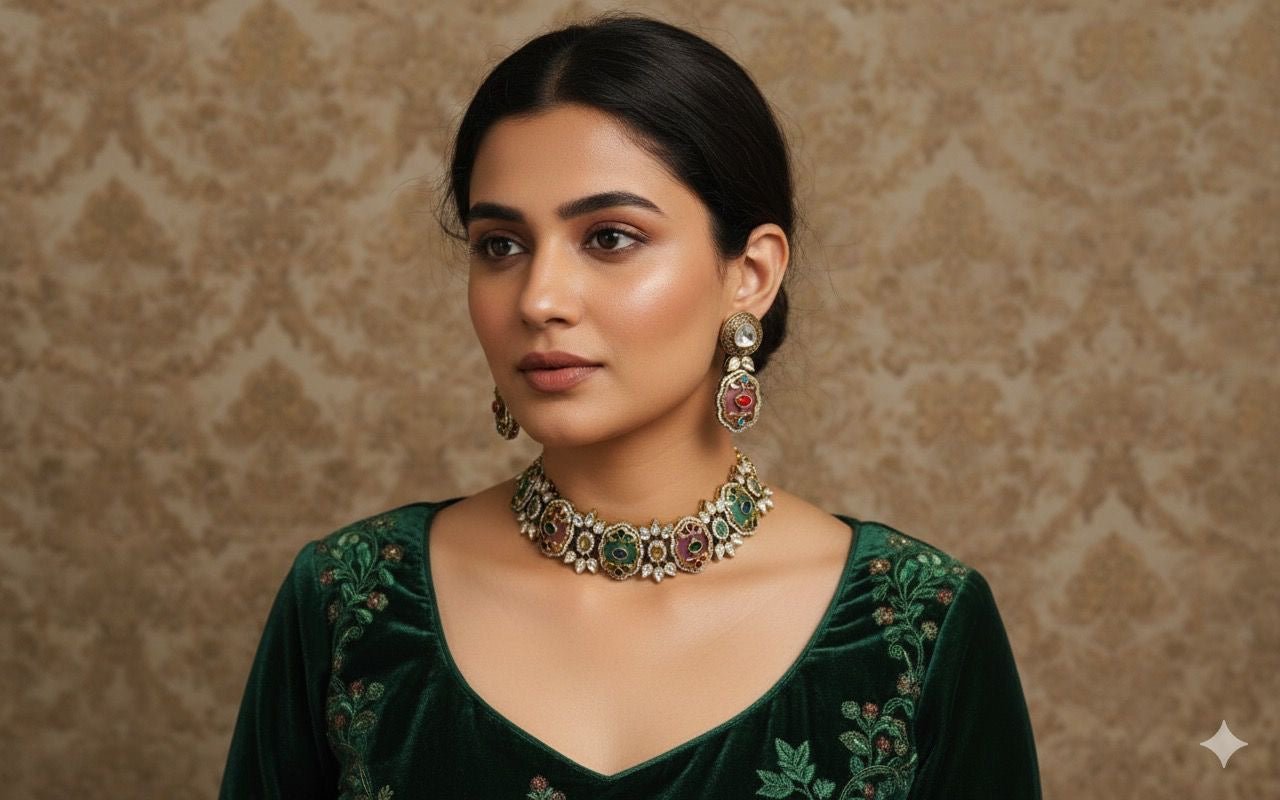 Shailja Multicolor Choker Set with Monalisa Stones