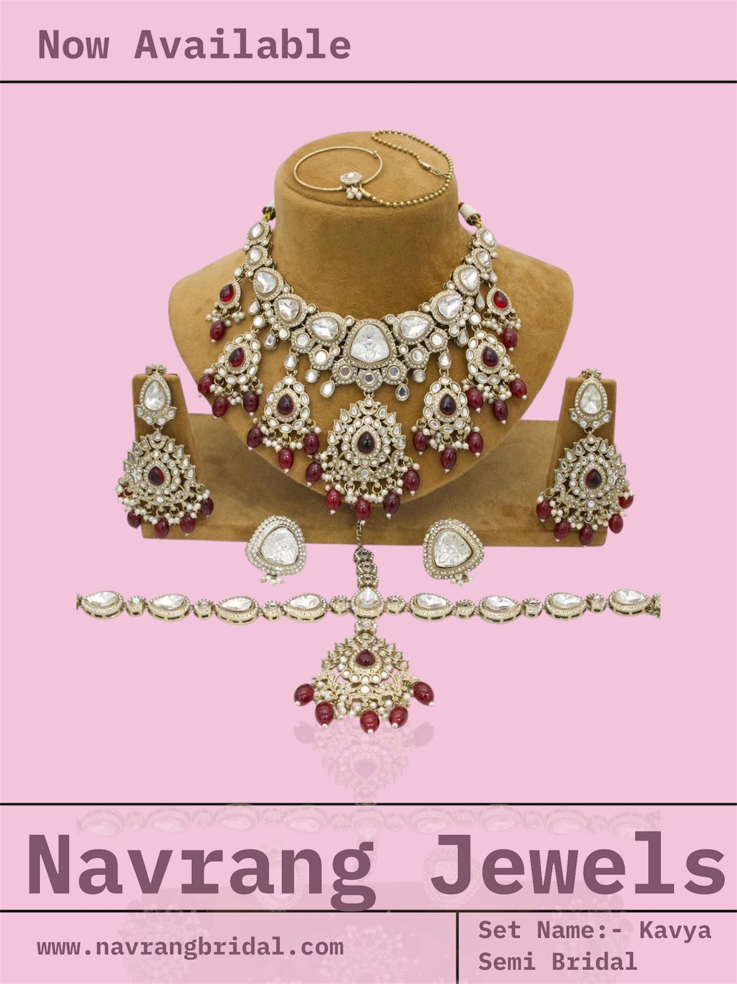 Kavya Semi Bridal Set by Navrang (Maroon)