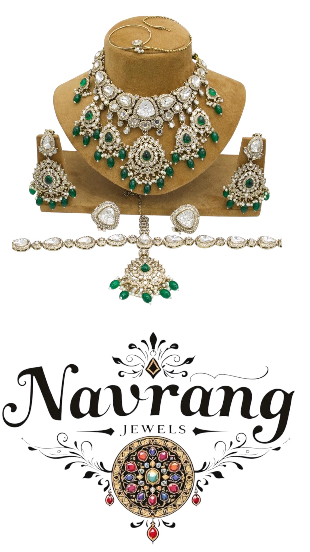 Kavya Semi Bridal Set by Navrang (Green)