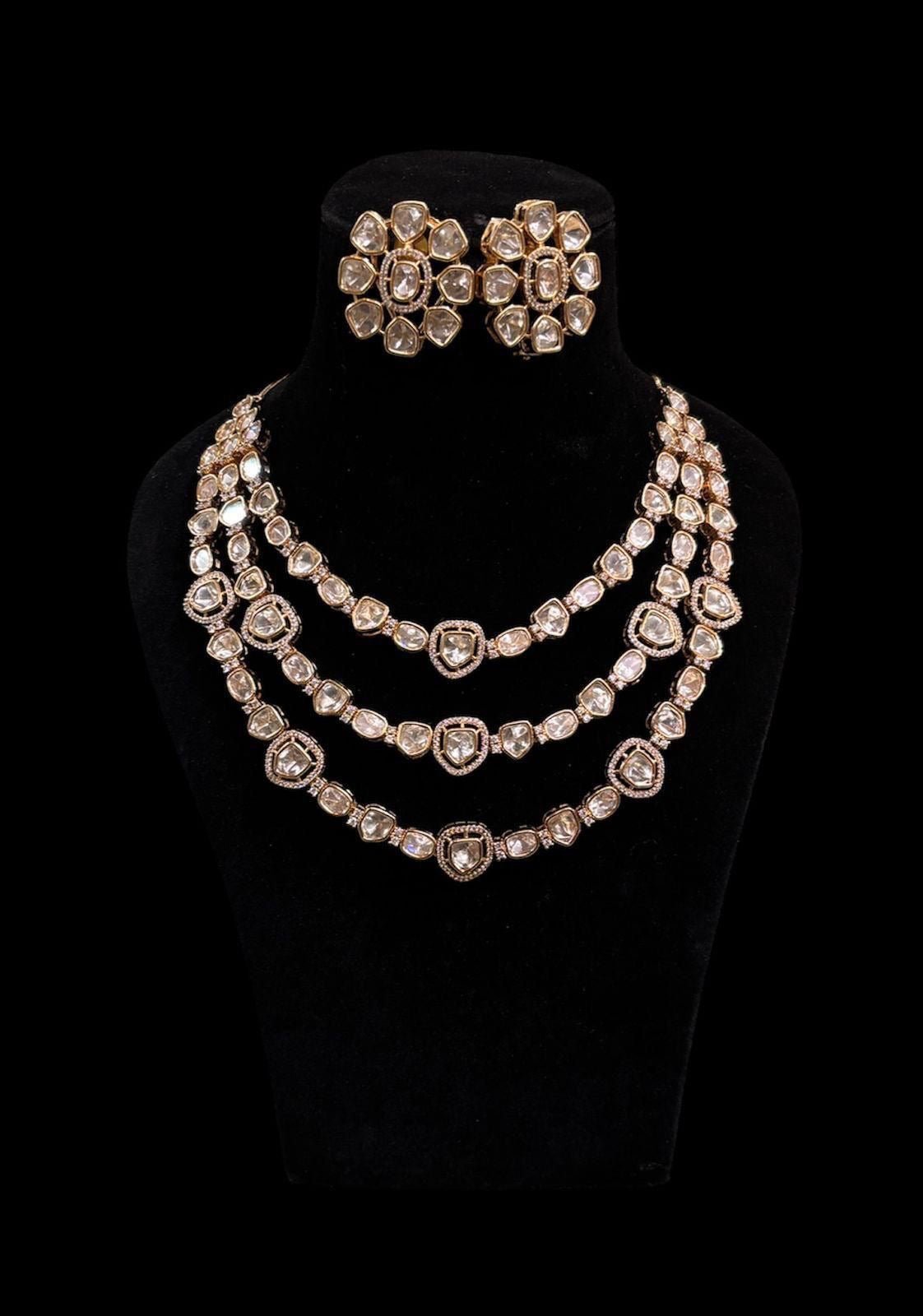 Mangala triple layer Necklace with Carat Plating
