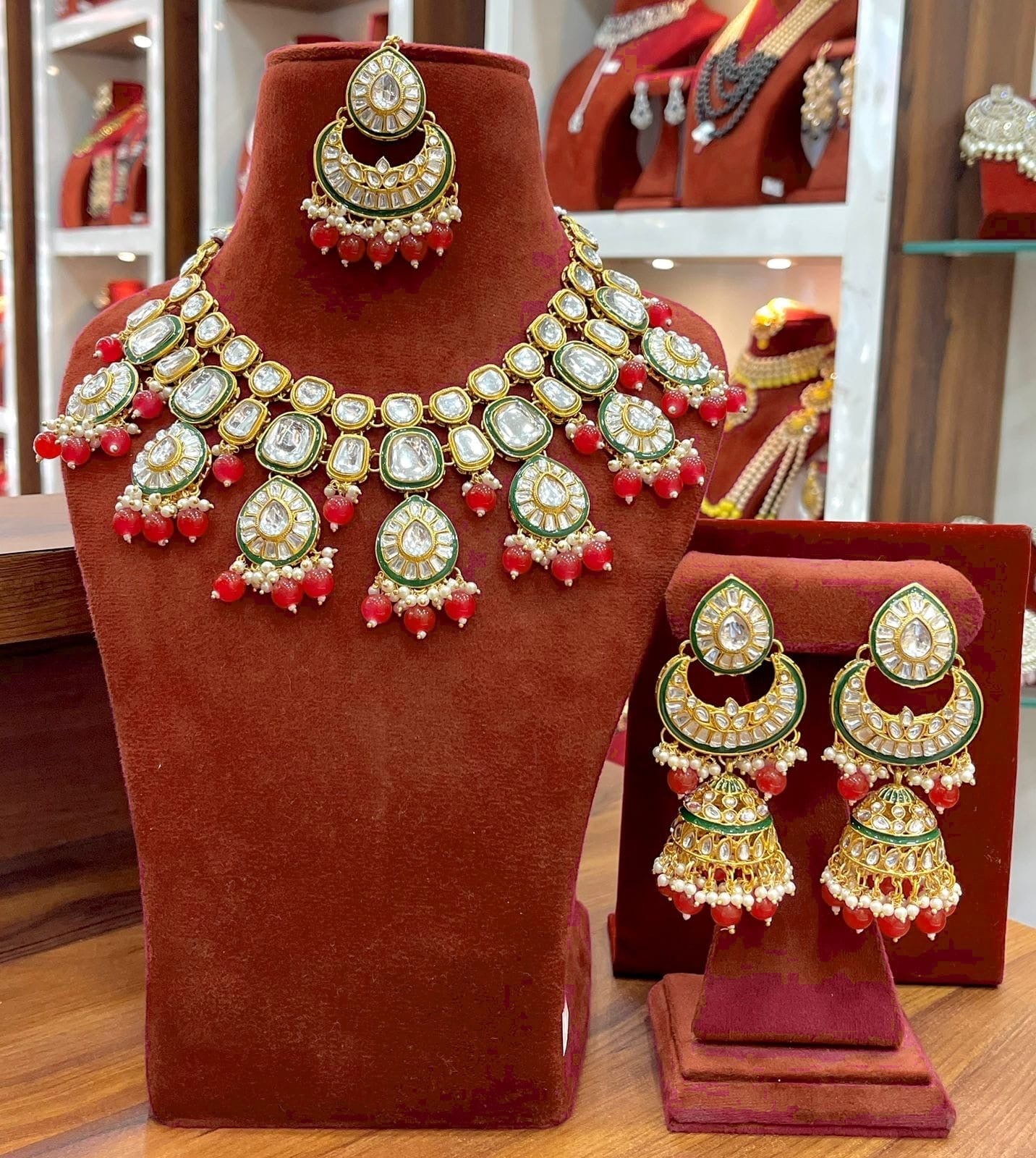 Prima Necklace set by Navrang (Red)