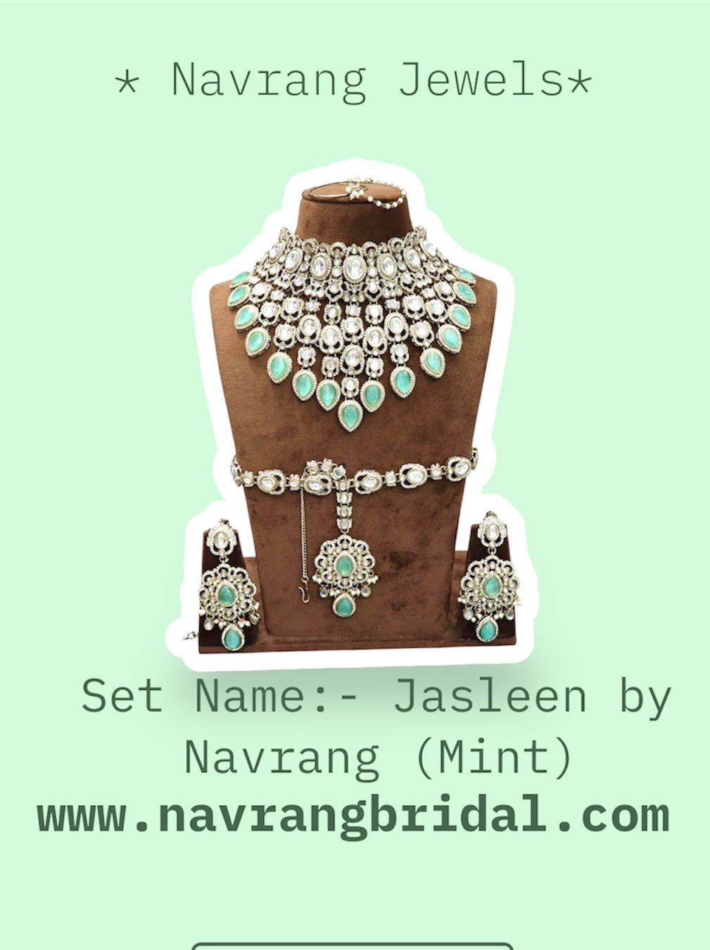 Jasleen Semi Bridal Set By Navrang (Mint)