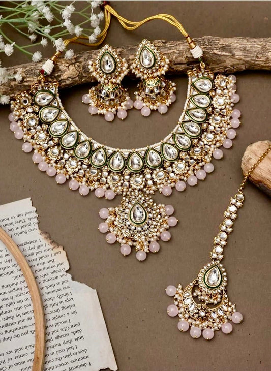 Brinda Necklace set by Navrang (Pink)
