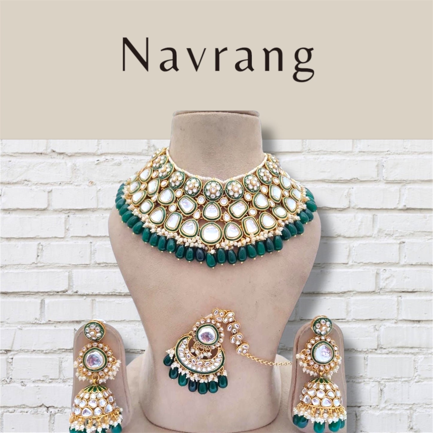 Calista Green Jewellery Set by Navrang