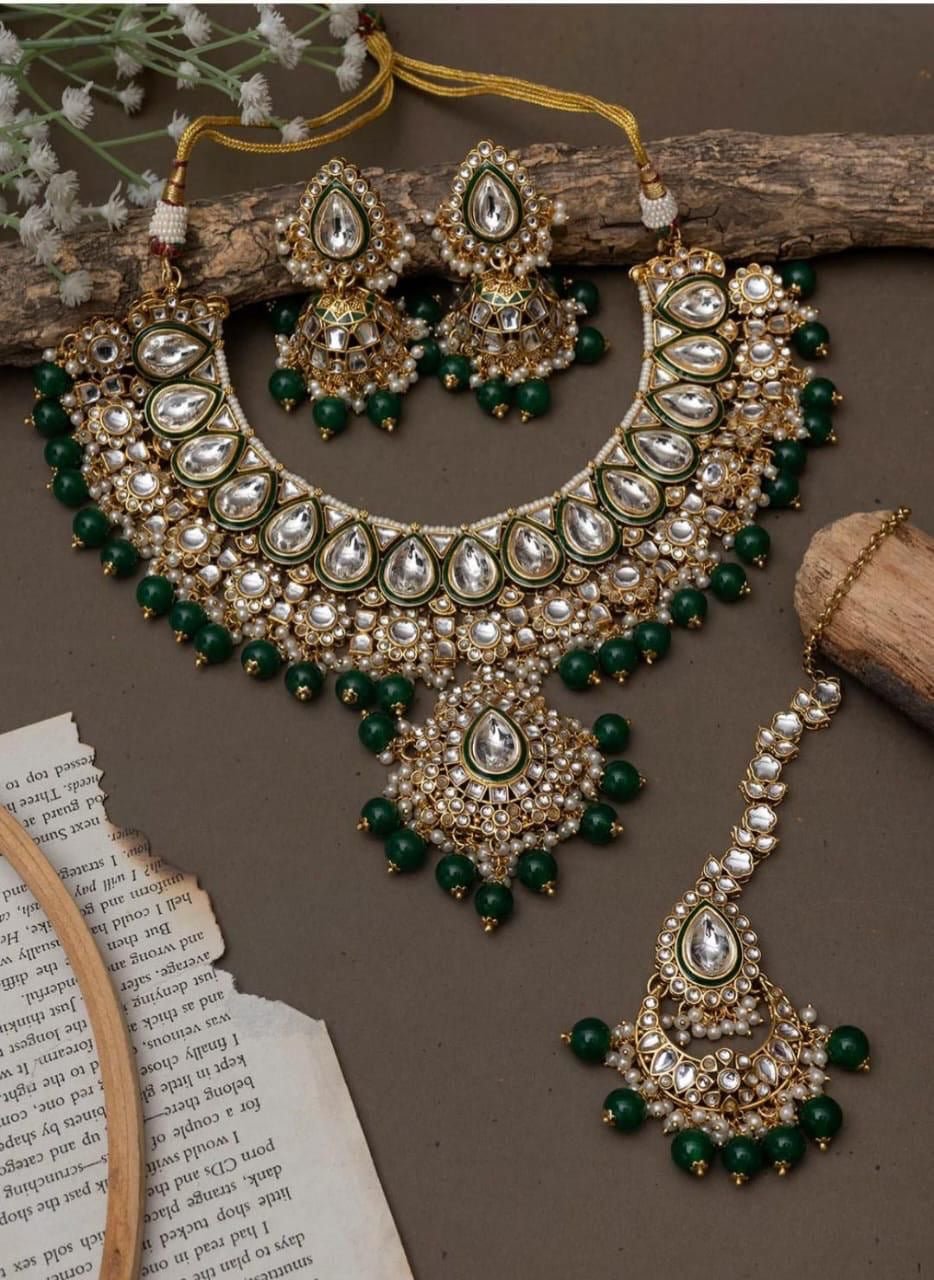 Brinda Necklace set by Navrang (Green)