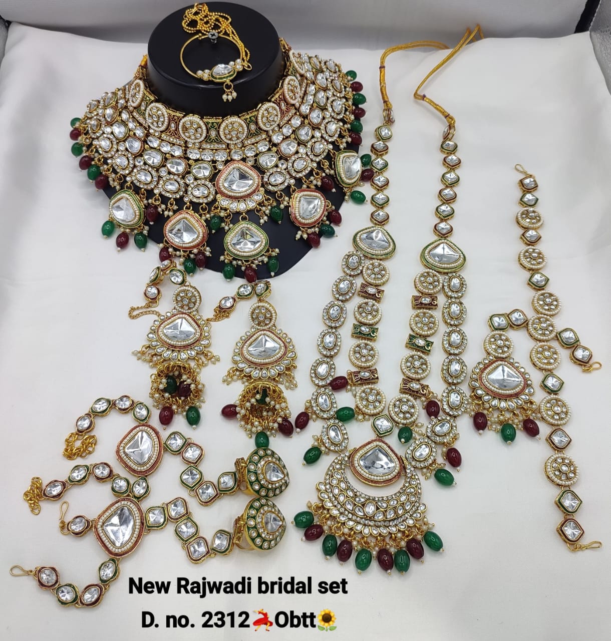 Nayra Rajwadi Full Bridal Set by Navrang (Green and Maroon)