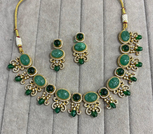 Lumina Necklace with real stones  (Green)