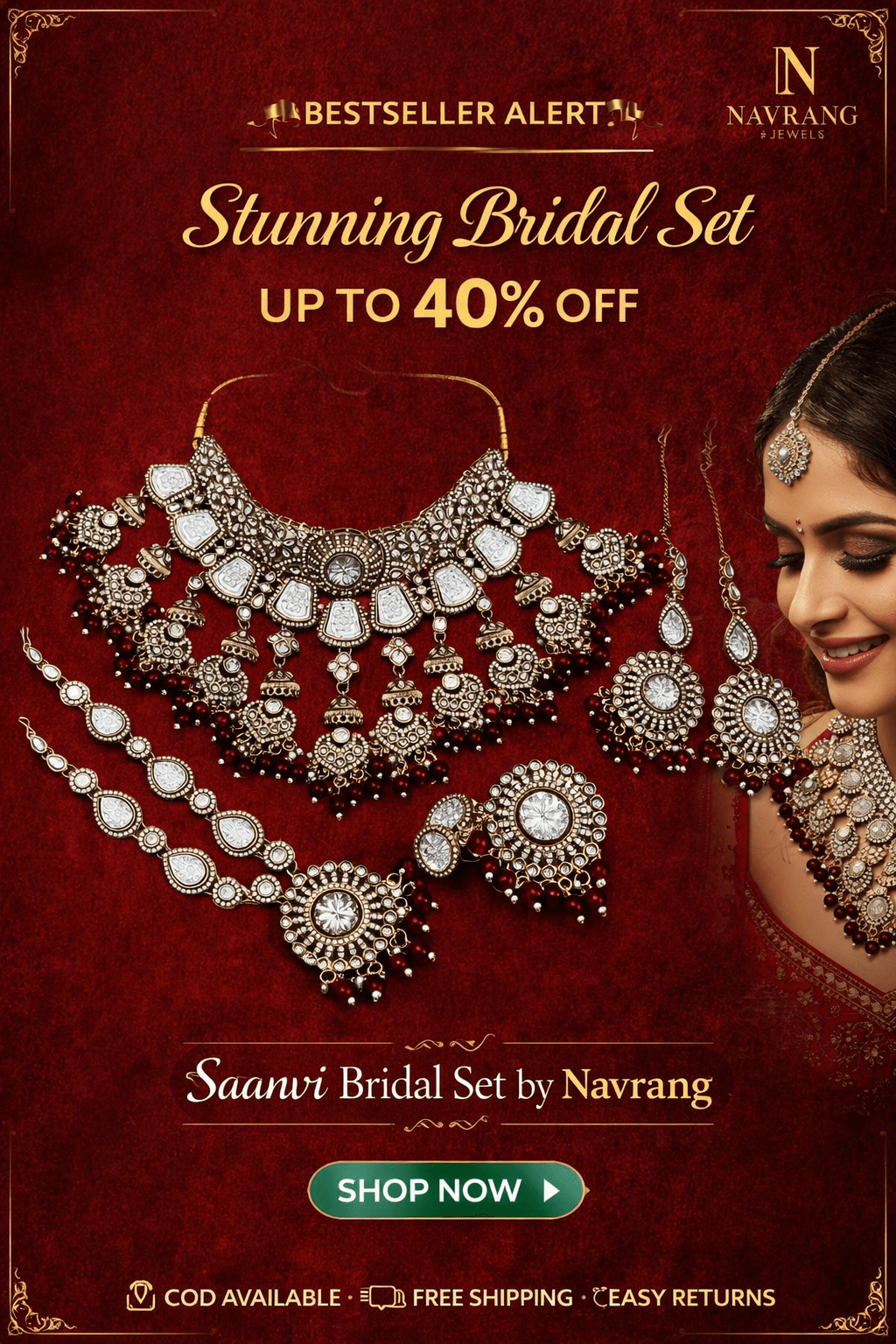 Saanvi Semi Bridal Set By Navrang (Maroon)