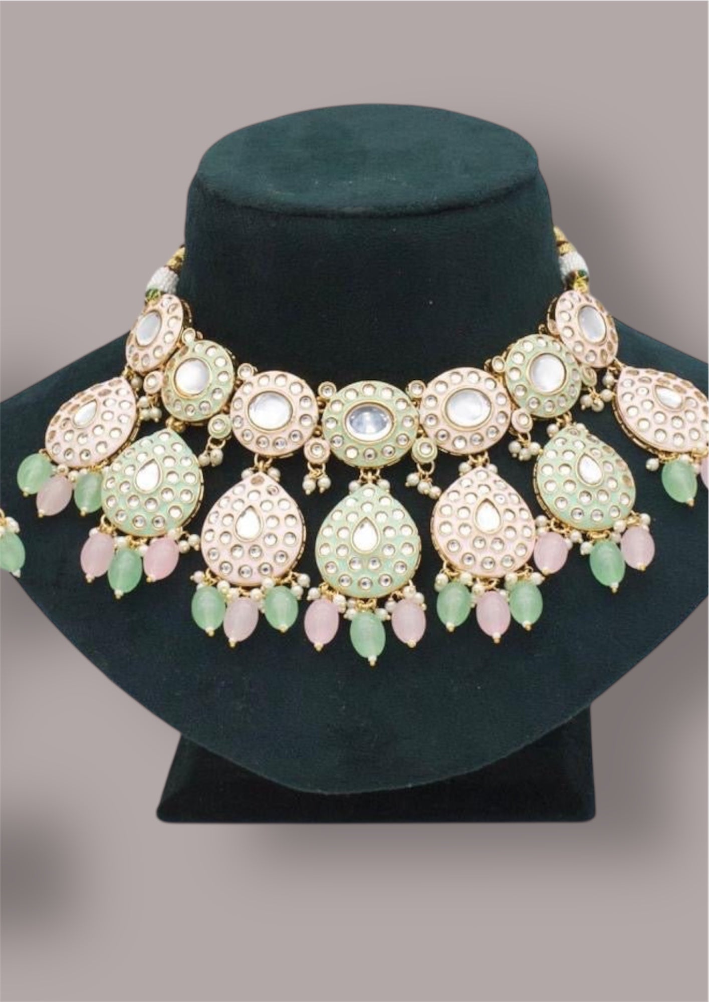 Kashvi Necklace set (Pink and Mint)