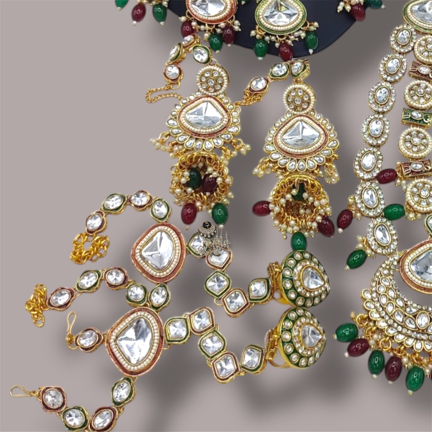 Nayra Rajwadi Full Bridal Set by Navrang (Green and Maroon)