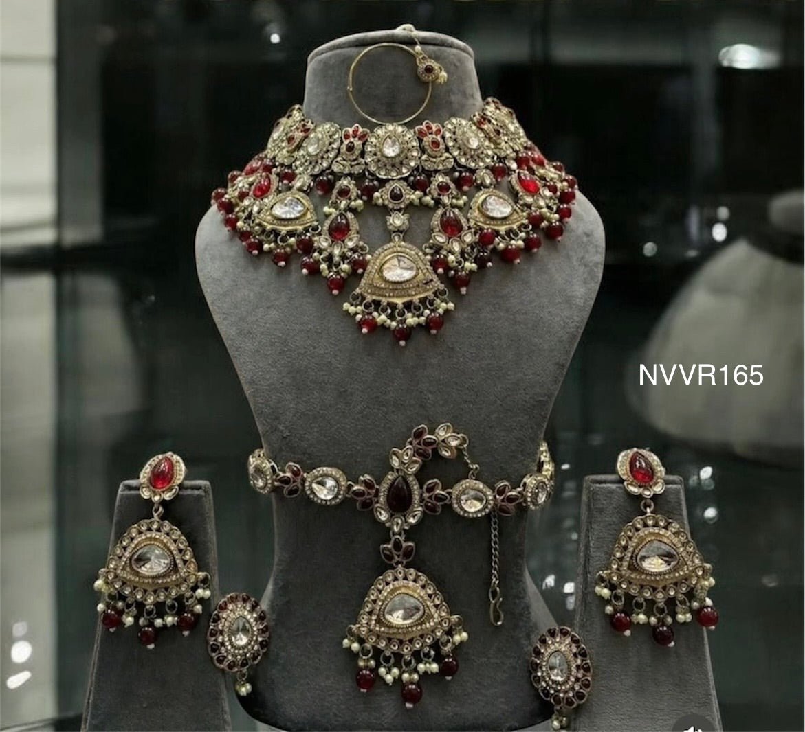 Kanishka Semi Bridal Set by Navrang (Red Pearl)