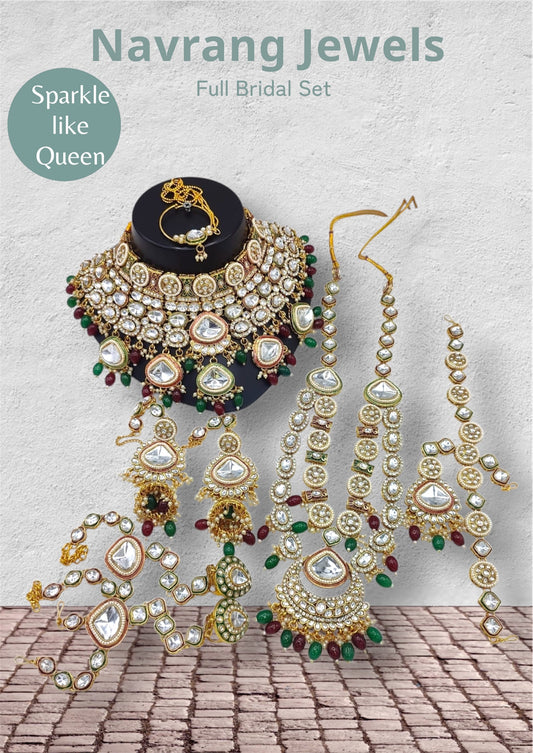 Nayra Rajwadi Full Bridal Set by Navrang (Green and Maroon)