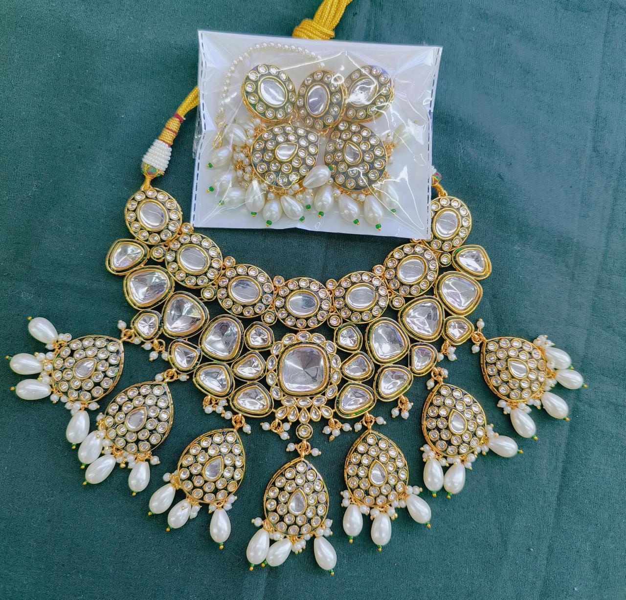 Emery white Necklace set by Navrang