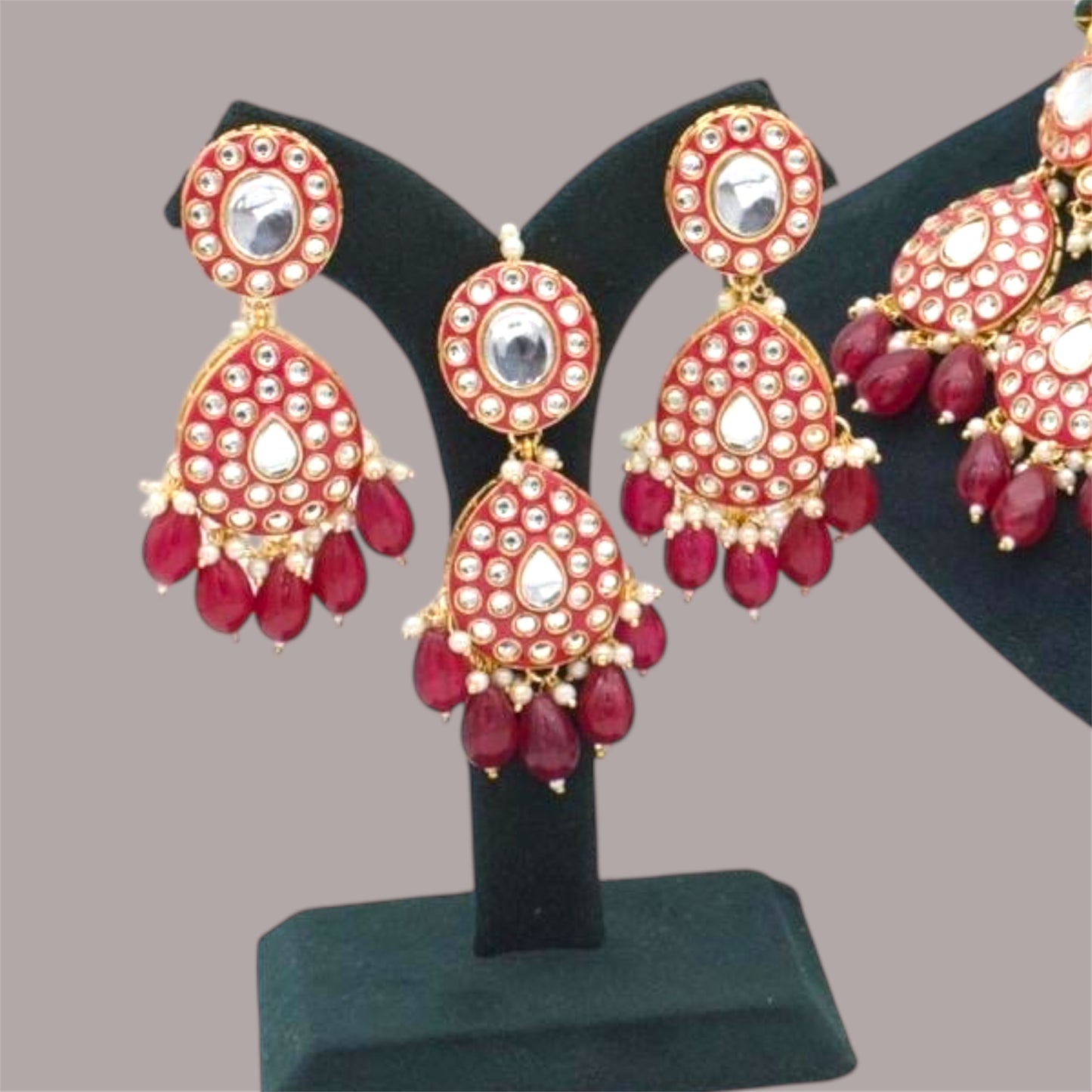 Kashvi Necklace set (Maroon)