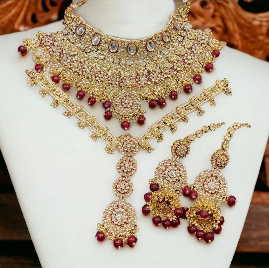 Ella Red Premium Bridal Jewellery set by Navrang