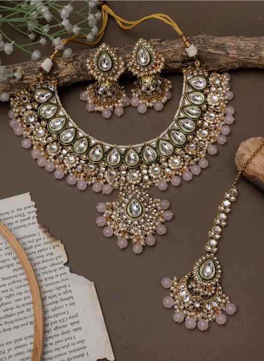 Brinda Necklace set by Navrang (Pink)