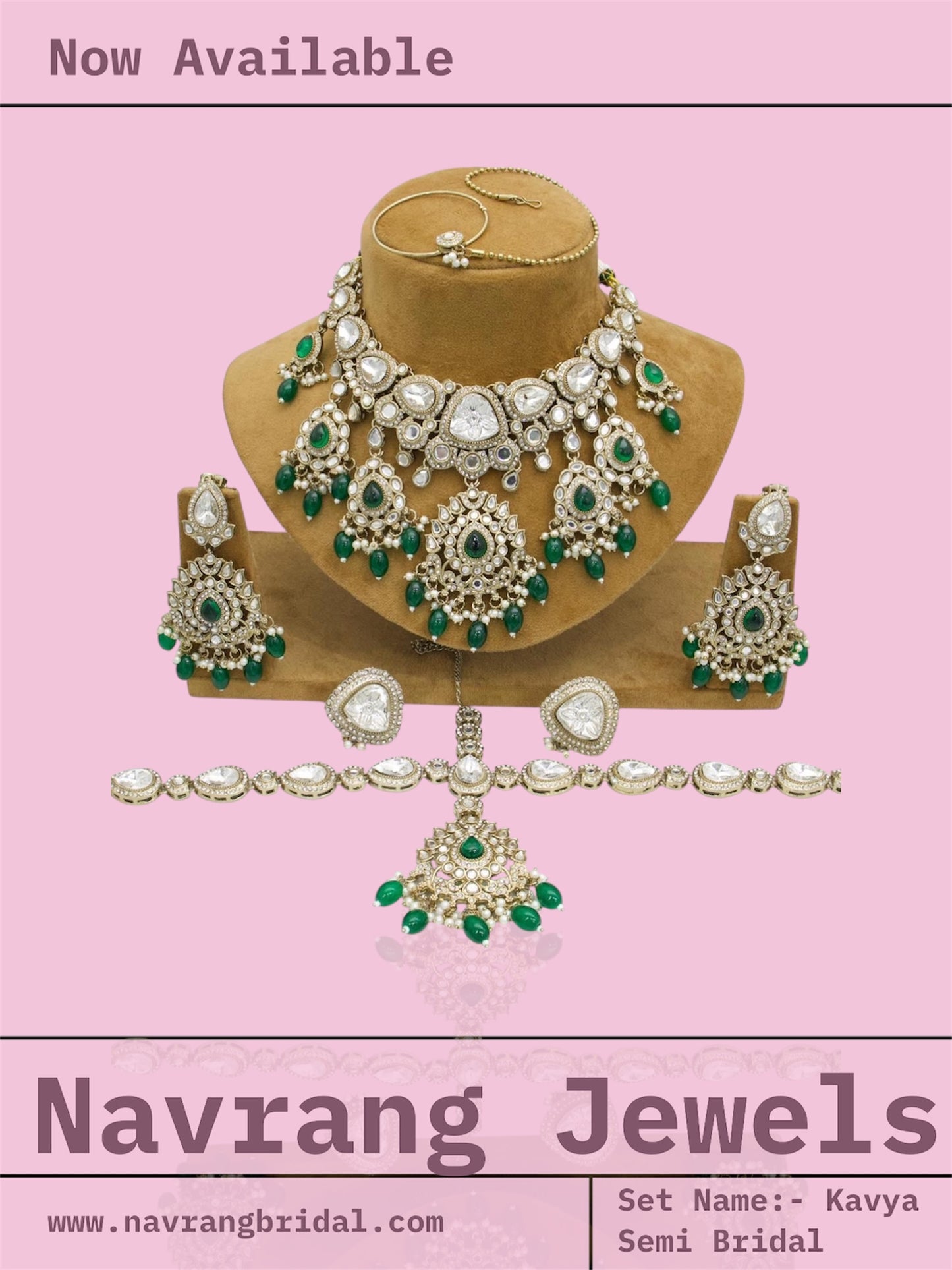 Kavya Semi Bridal Set by Navrang (Green)