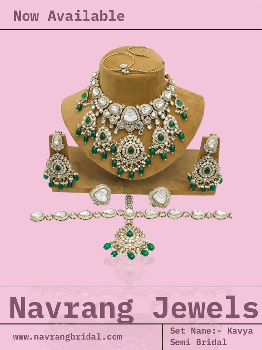 Kavya Semi Bridal Set by Navrang (Green)