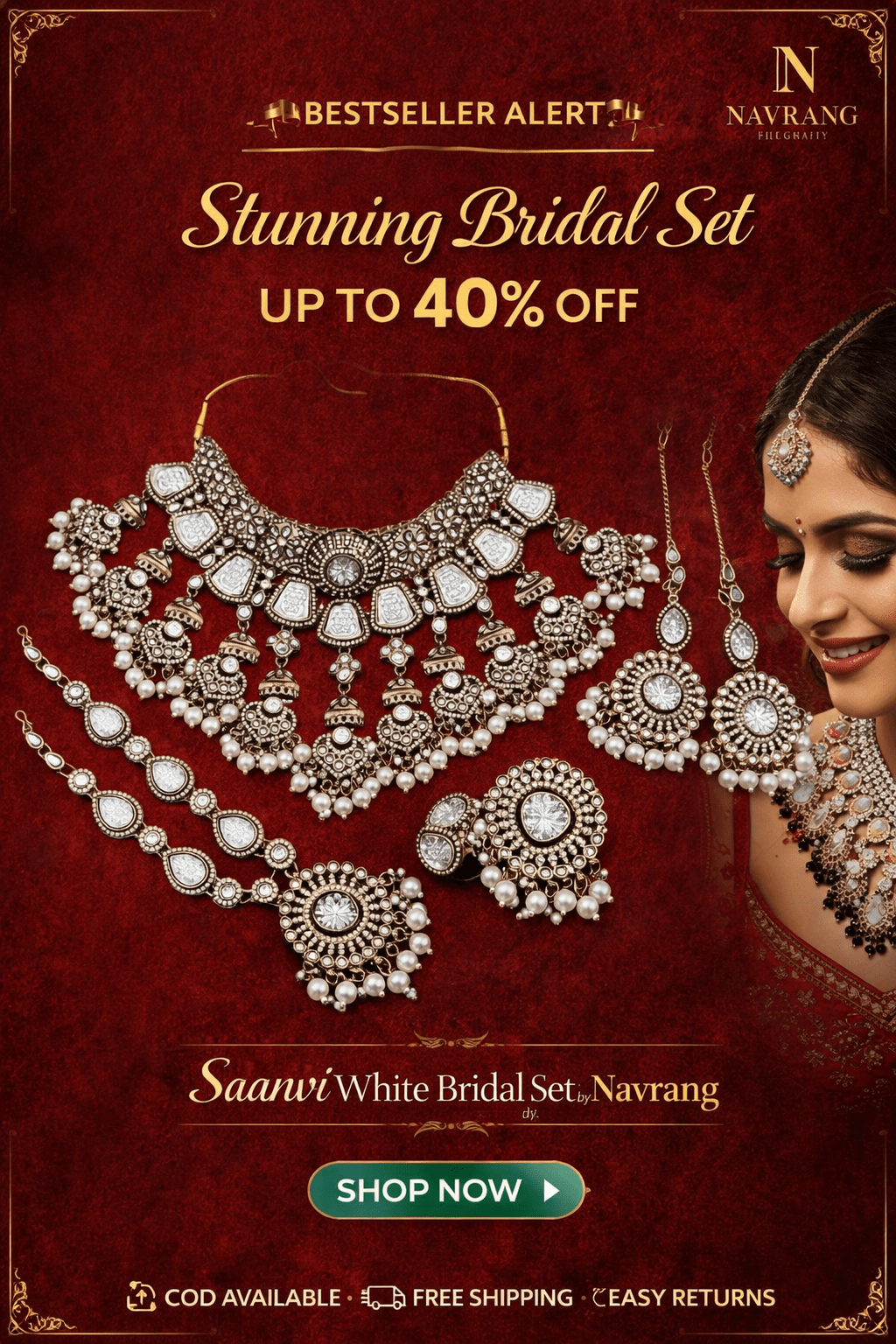Saanvi Semi Bridal Set By Navrang (White)