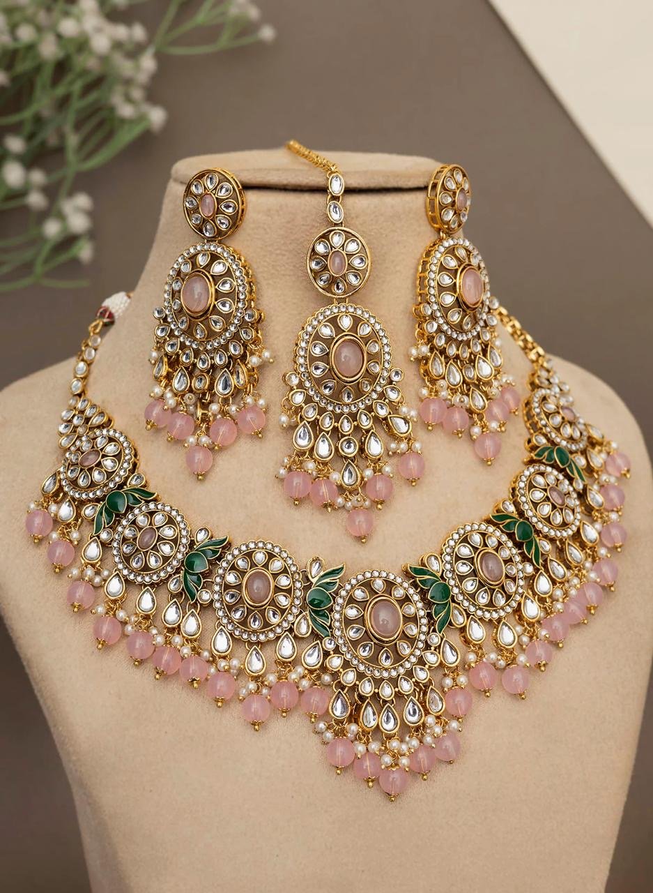 Debolina Necklace set by Navrang (Pink)