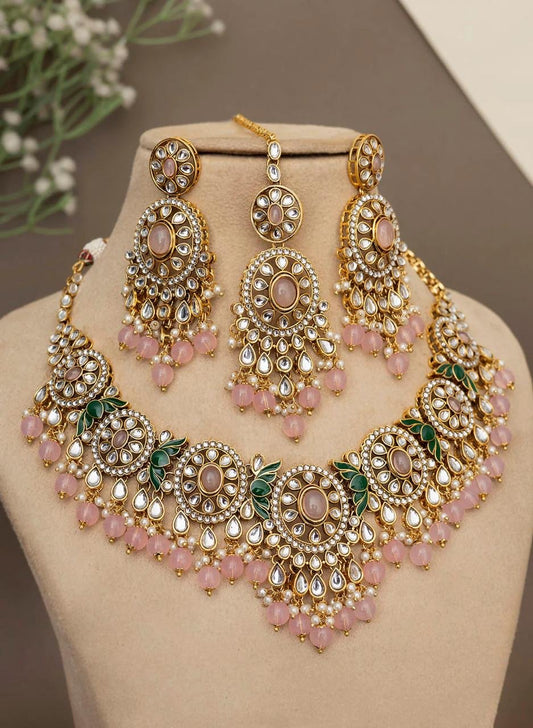Debolina Necklace set by Navrang (Pink)