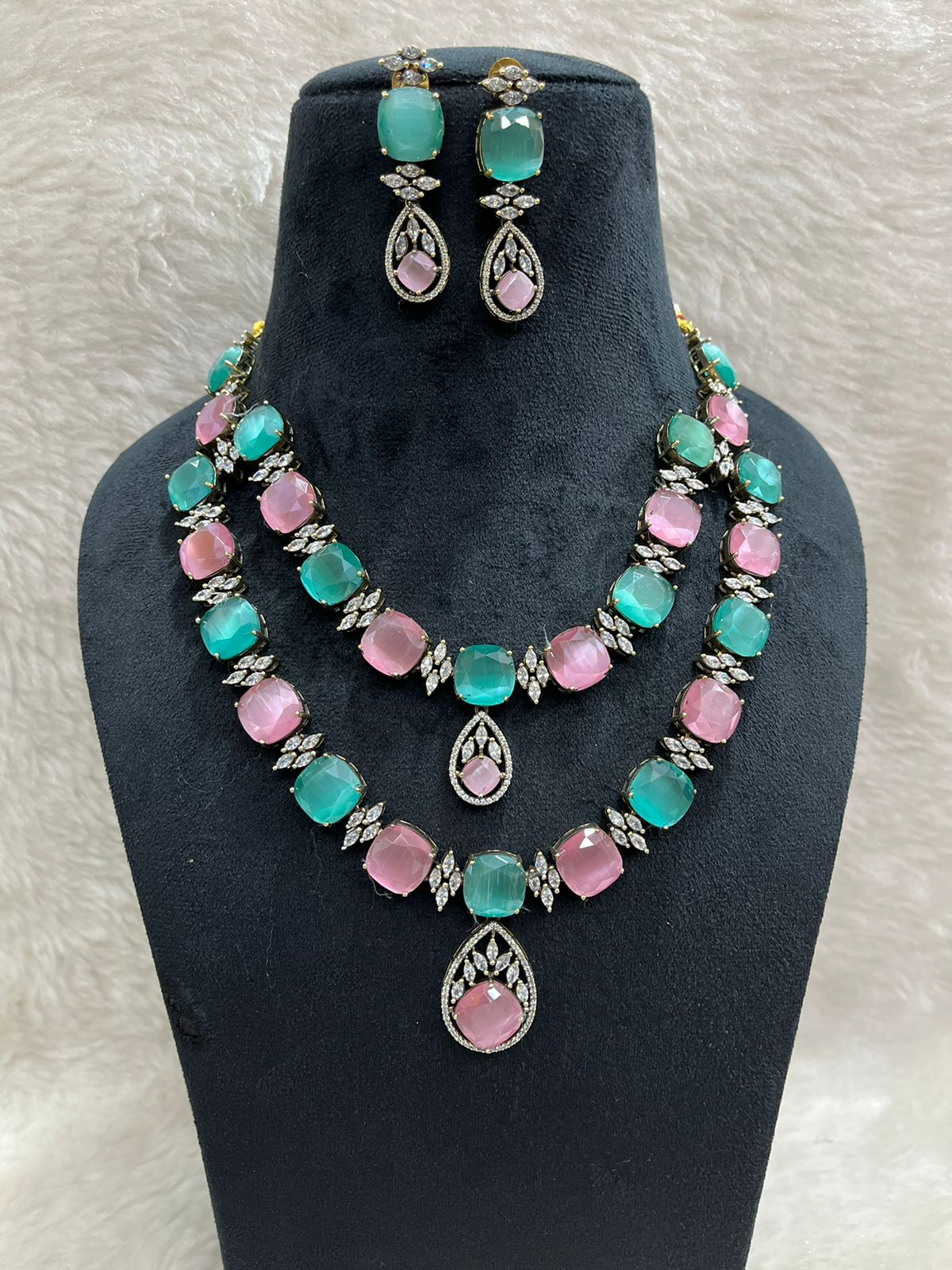 Madelyn Multicolor double layer Neckalce set by Navrang