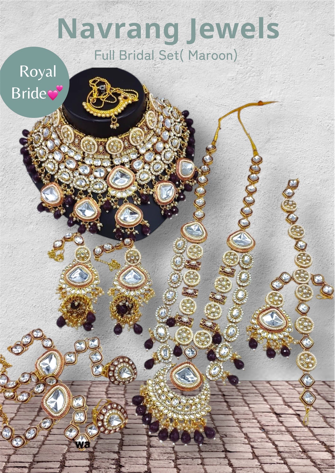 Nayra Rajwadi Full Bridal Set by Navrang (Maroon)