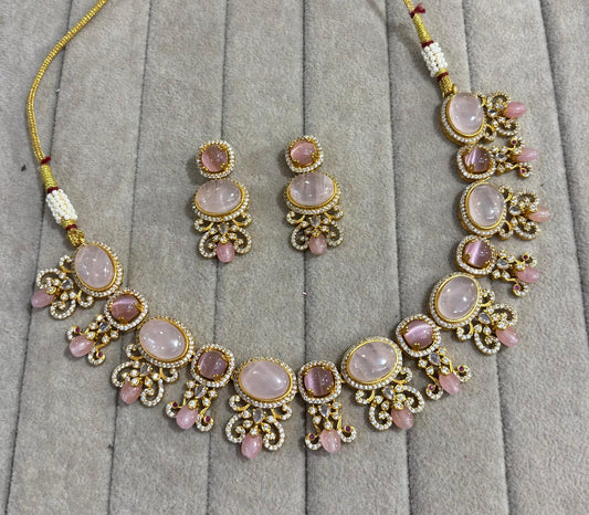 Lumina Necklace with real stones (Pink)