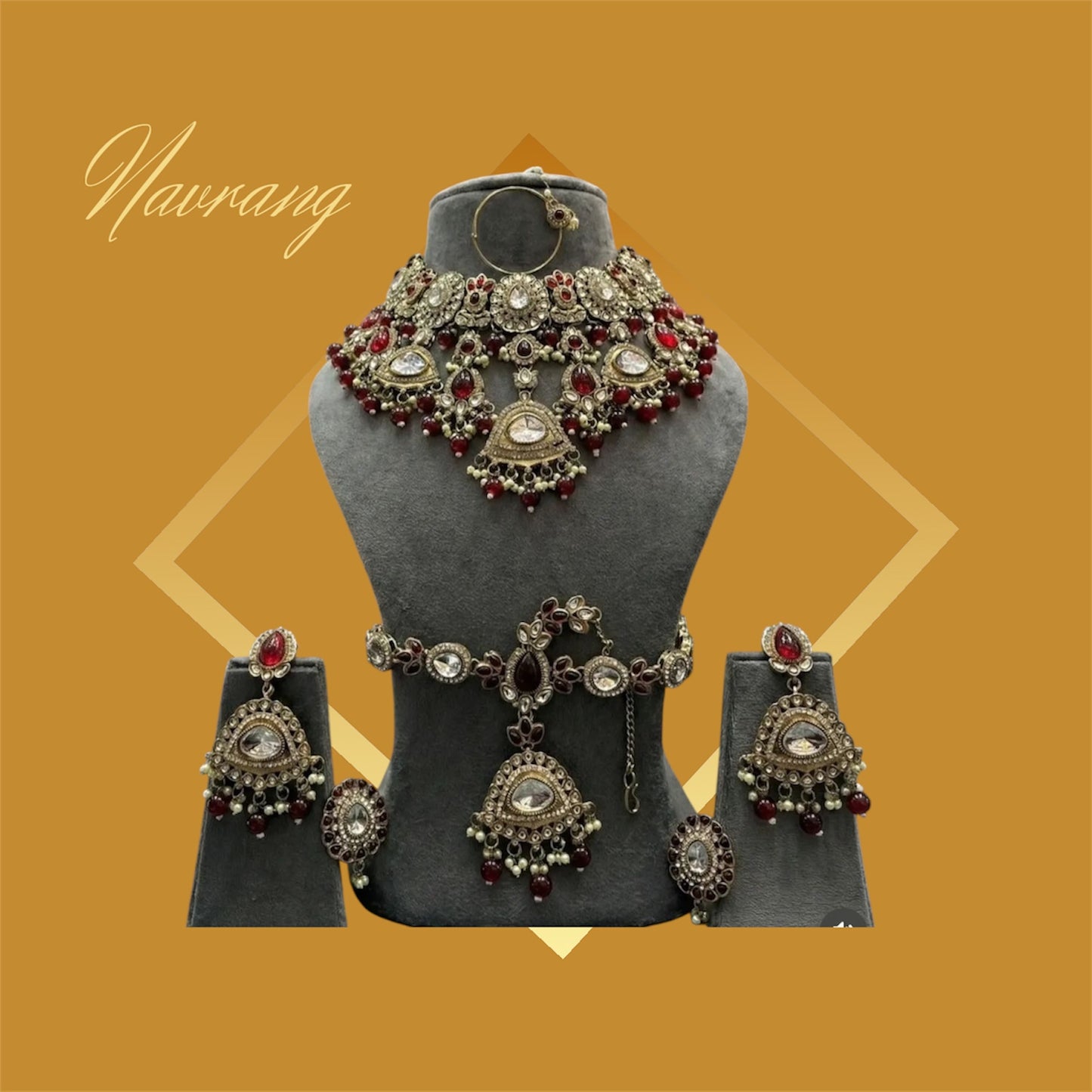 Kanishka Semi Bridal Set by Navrang (Red Pearl)