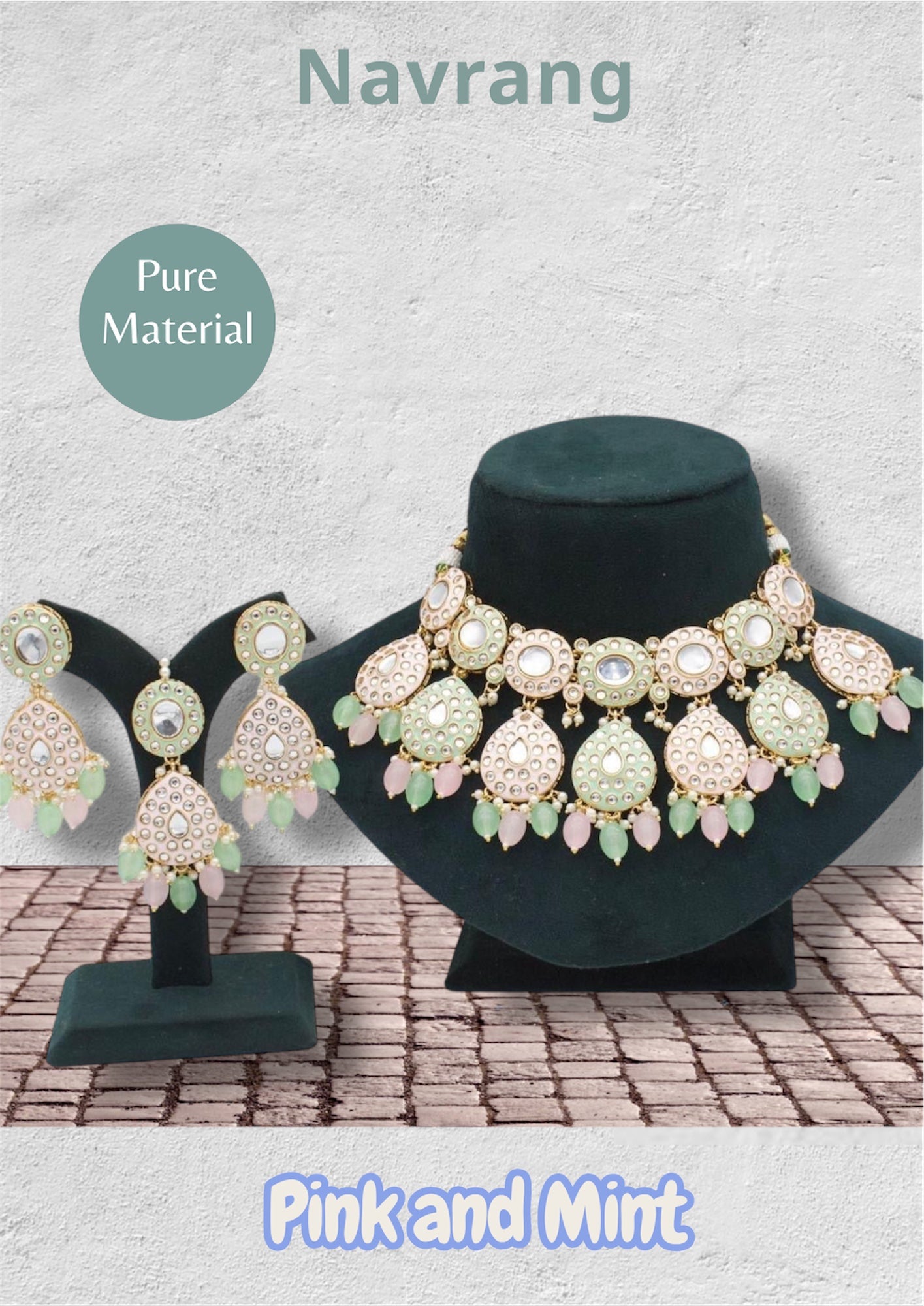 Kashvi Necklace set (Pink and Mint)